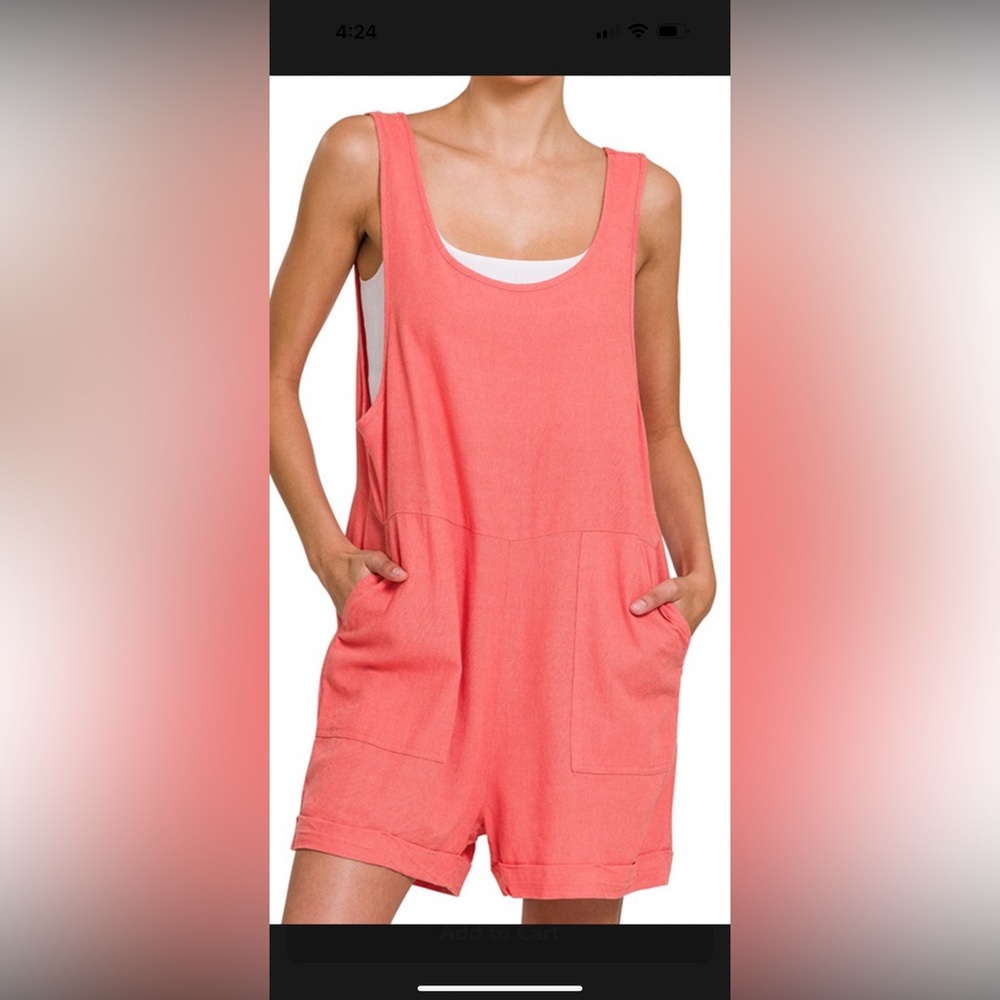 Zenana coral romper NWOT